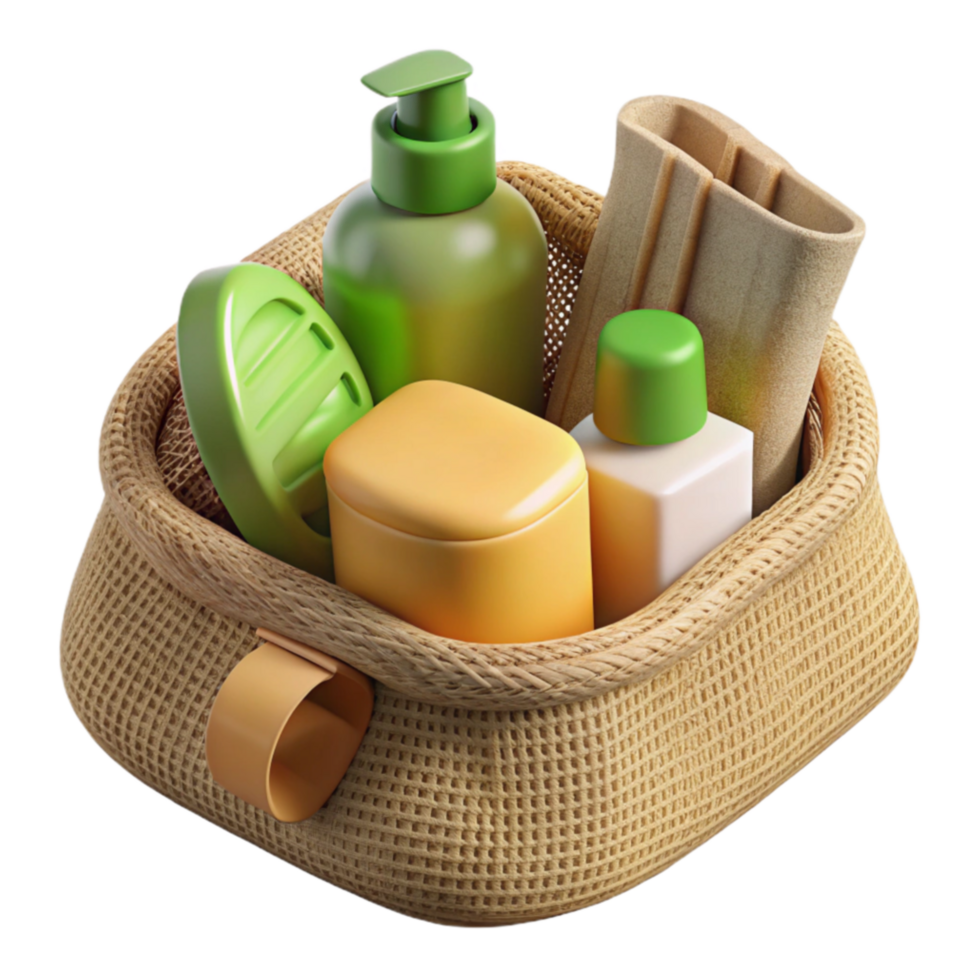 serene abstract Spa Kit Essentials Bath Products in a Woven Basket 4K png