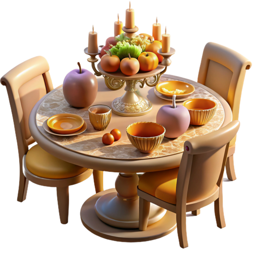 elegant abstract Elegant Dinner Table Setting with Candles and Fruit high quality png