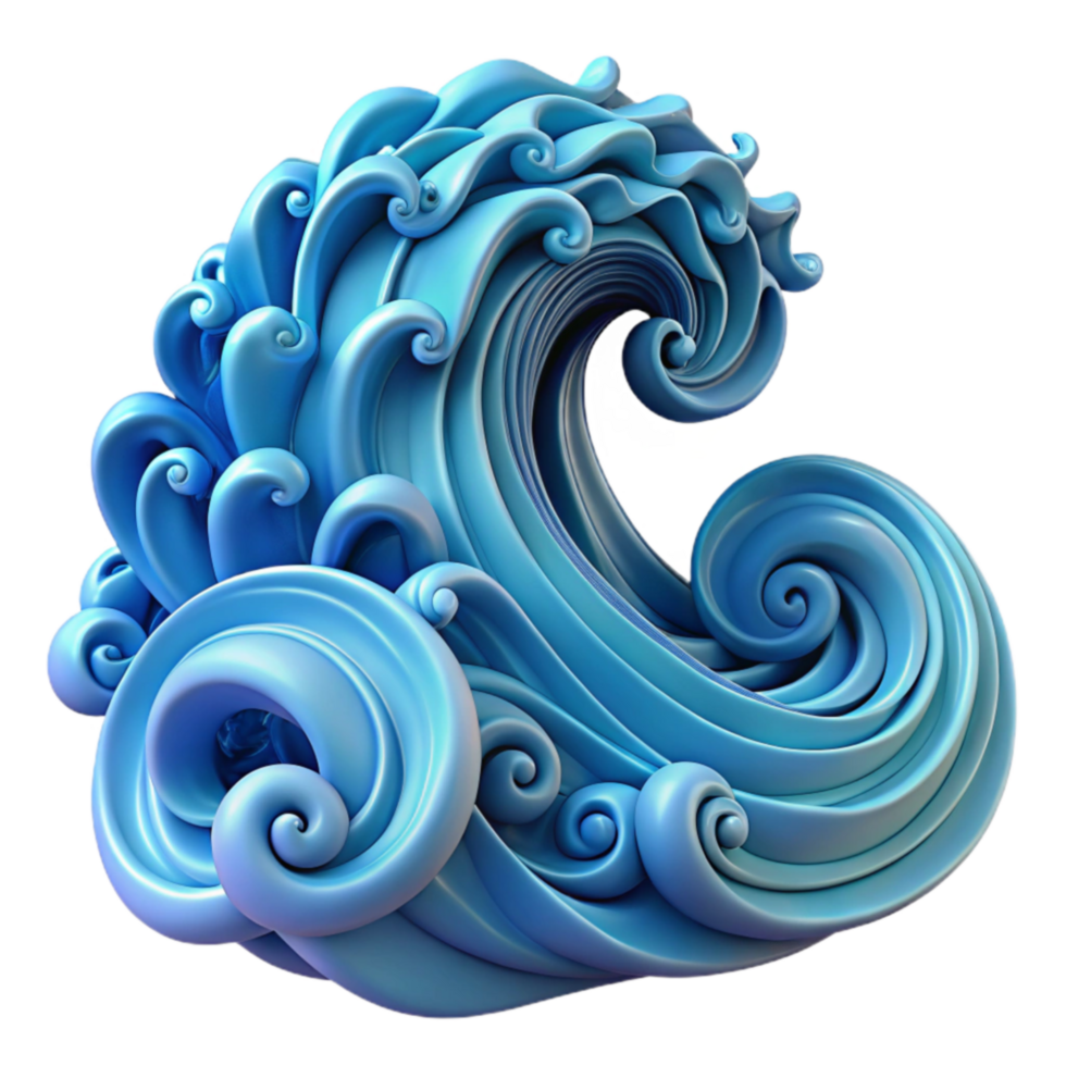 vibrant traditional Abstract Blue Wave 3D Render of Swirling Ocean detailed png