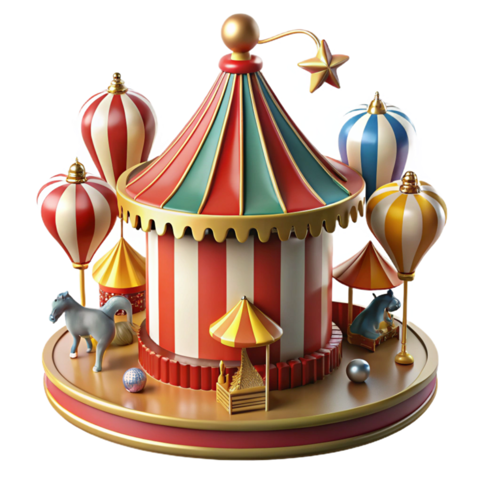 wonderful classic Whimsical Circus Carousel A Fairytale Scene original png