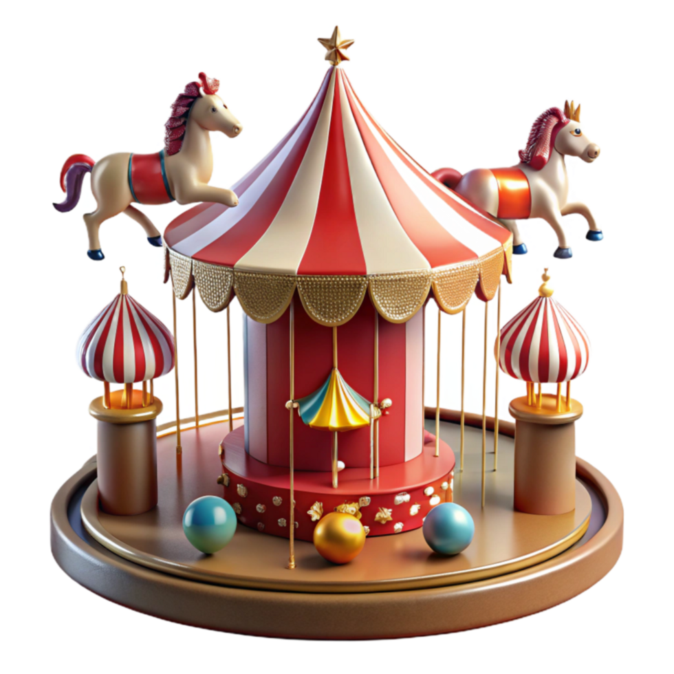 serene abstract Whimsical Carousel Fairytale Horses Festive Tent 4K png
