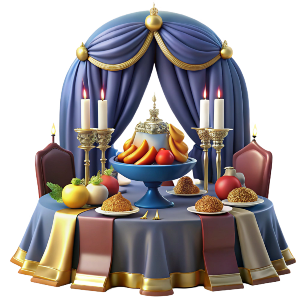 vibrant classic Elegant Festive Table Setting with Candles and Fruit exclusive png