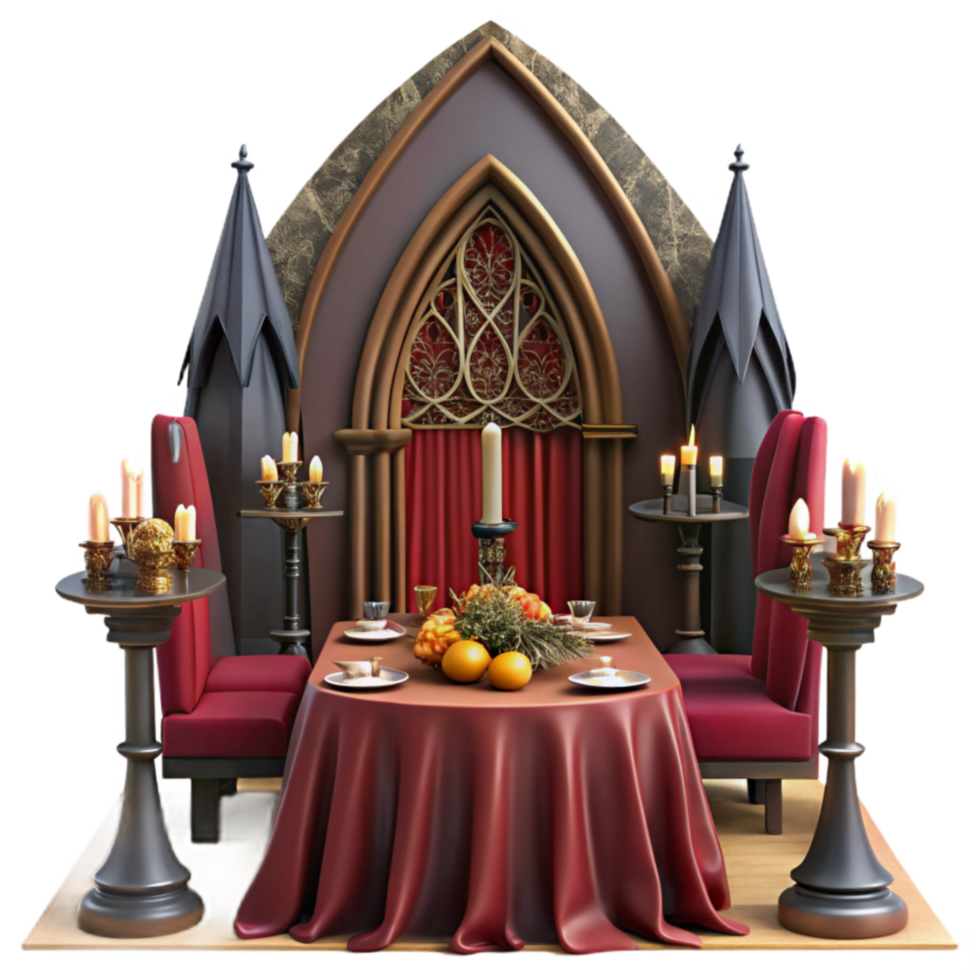 Gothic Dining Room Setting Medieval Feast Table png