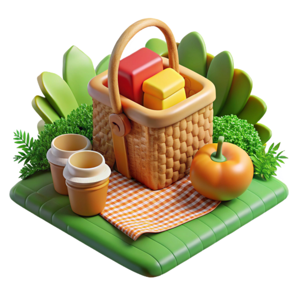 impressive modern Delightful Picnic Basket A 3D Render high resolution png