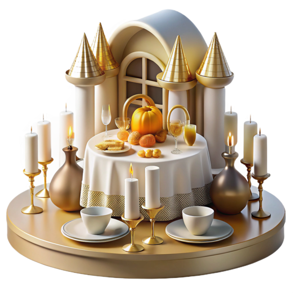 magnificent creative Autumn Harvest Table Setting in a Fairytale Castle original png