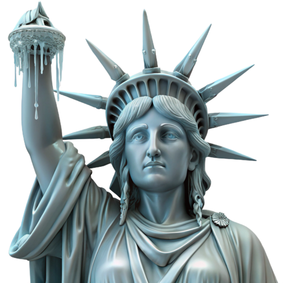 Frozen Lady Liberty A Symbol of Climate Change png