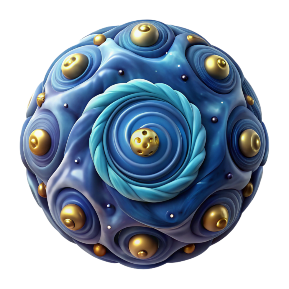 impressive minimalist Abstract Blue and Gold 3D Sphere Swirls, Circles, and Orbs high quality png