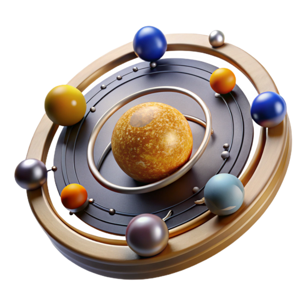 wonderful rustic Solar System Model Planets, Orbits, and Celestial Bodies detailed png