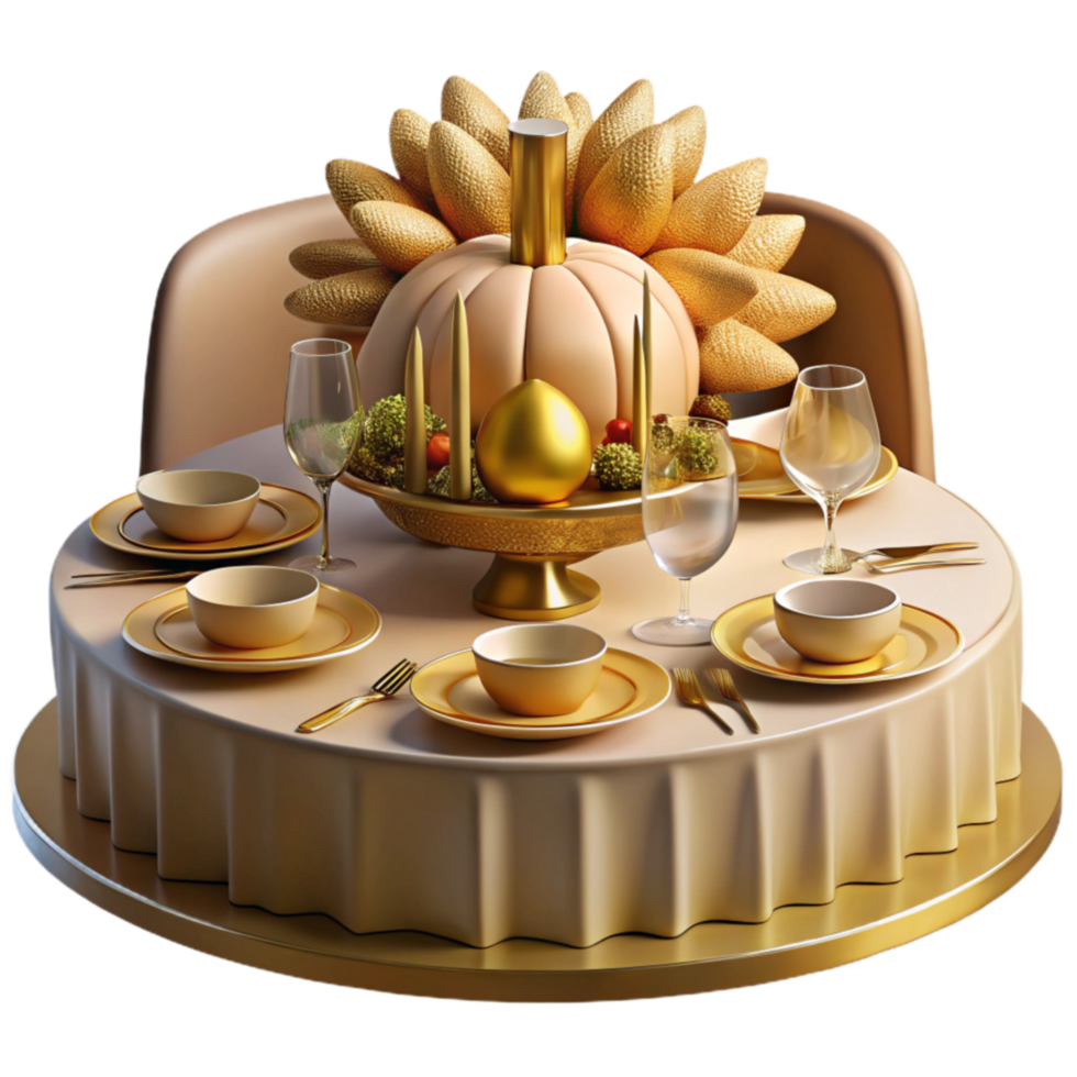 serene modern Elegant Autumn Table Setting with Golden Accents genuine png