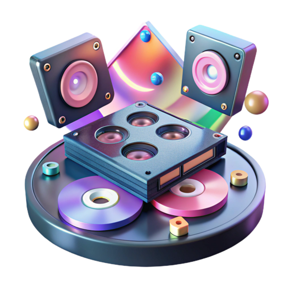 serene minimalist Retro Tech Audio Visual Media authentic png