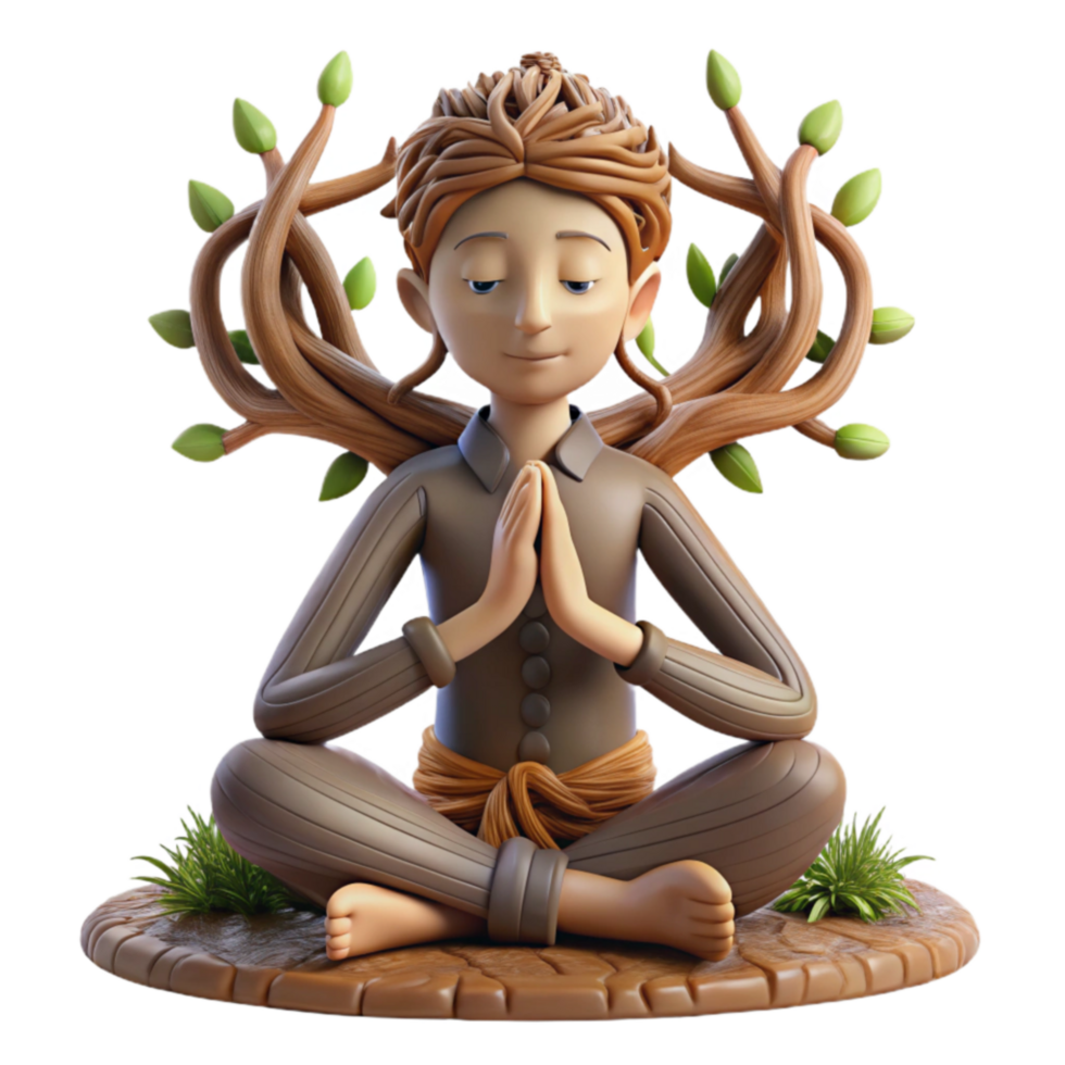 impressive vintage Mindfulness, Nature, and Tranquility A 3D Render of a Person Meditating premium png