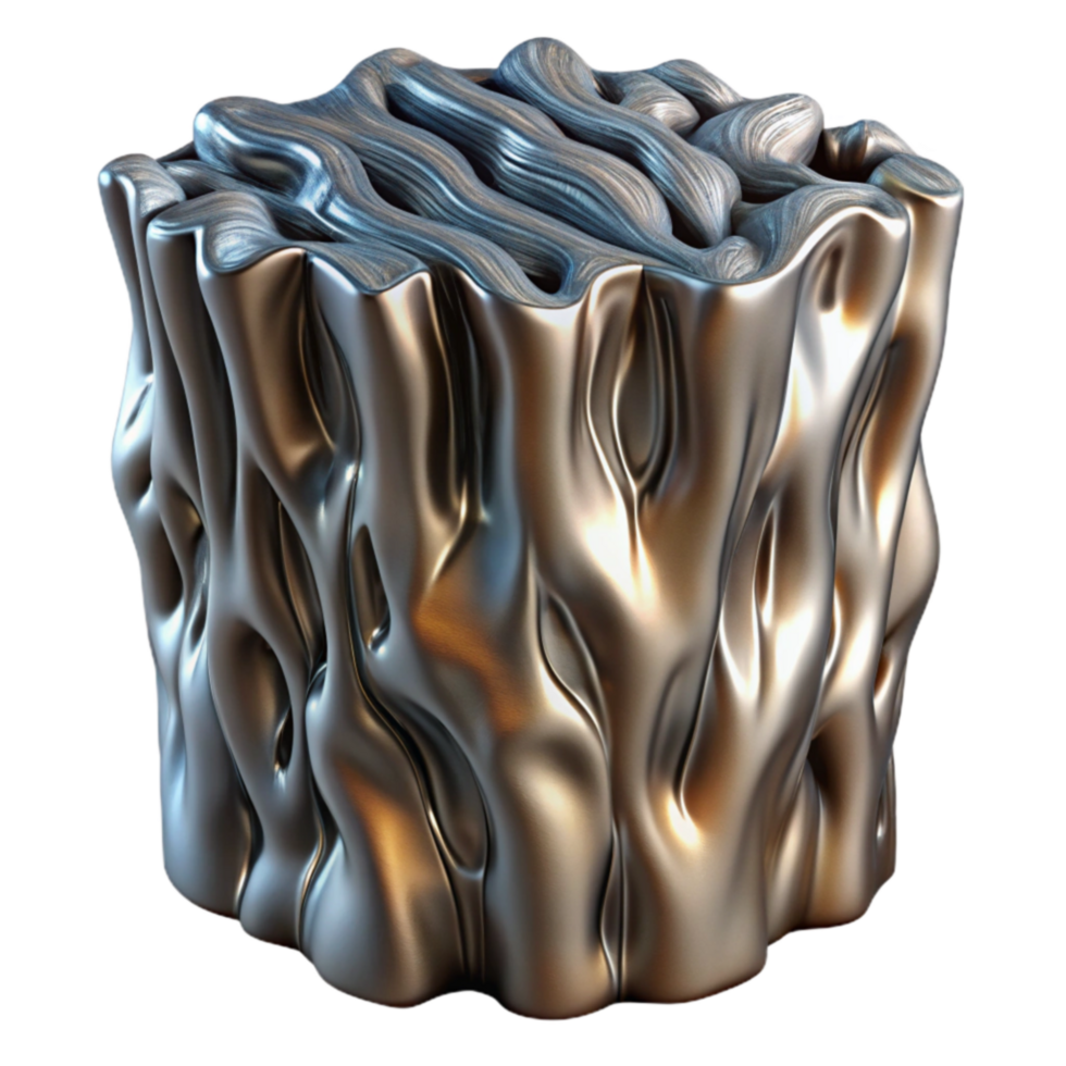 Metallic Abstract Cube 3D Render of Fluid, Organic Form png