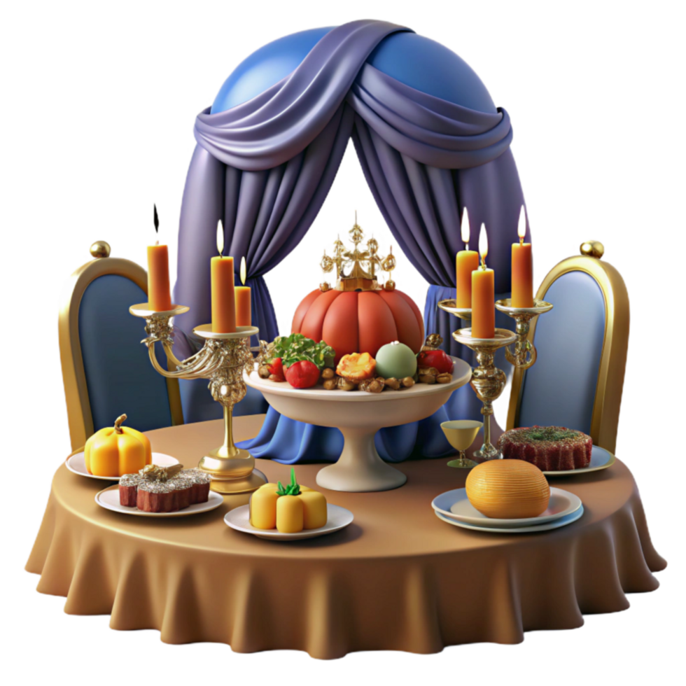 vibrant vintage Royal Pumpkin Feast A Table Setting of Autumn Elegance professional png