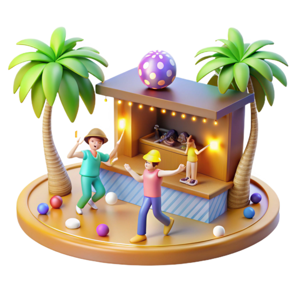 vibrant vintage Summer Fun Beach Games Festive Island Vibes original png