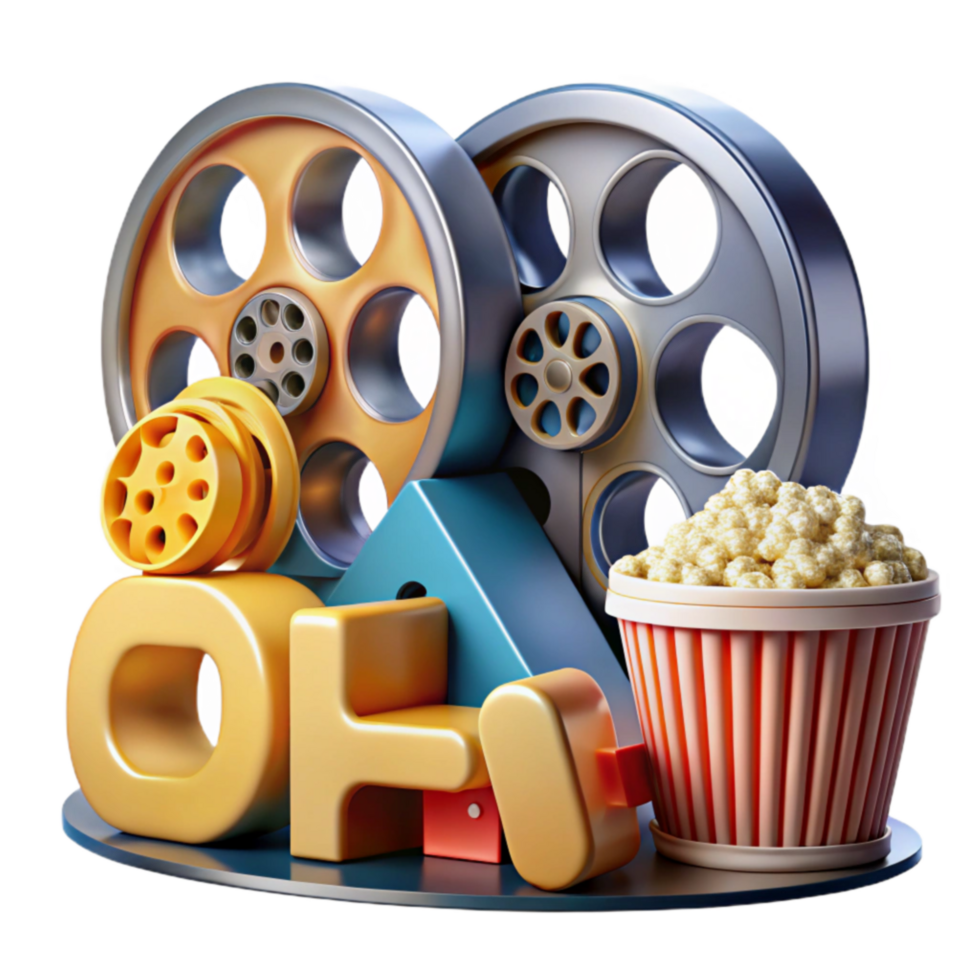 impressive artistic Movie Reels, Popcorn, and Cinema Fun detailed png