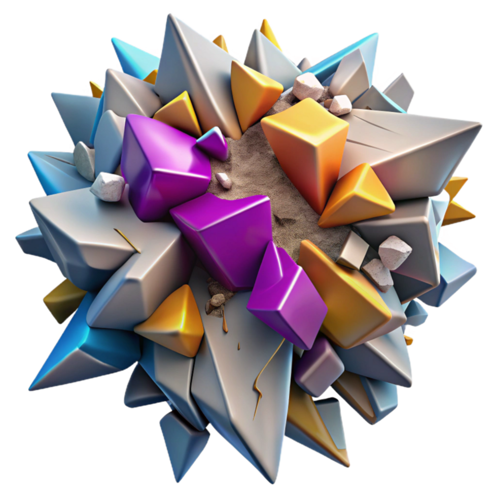 stunning minimalist Abstract 3D Geometric Art Colorful Crystal Cluster high resolution png