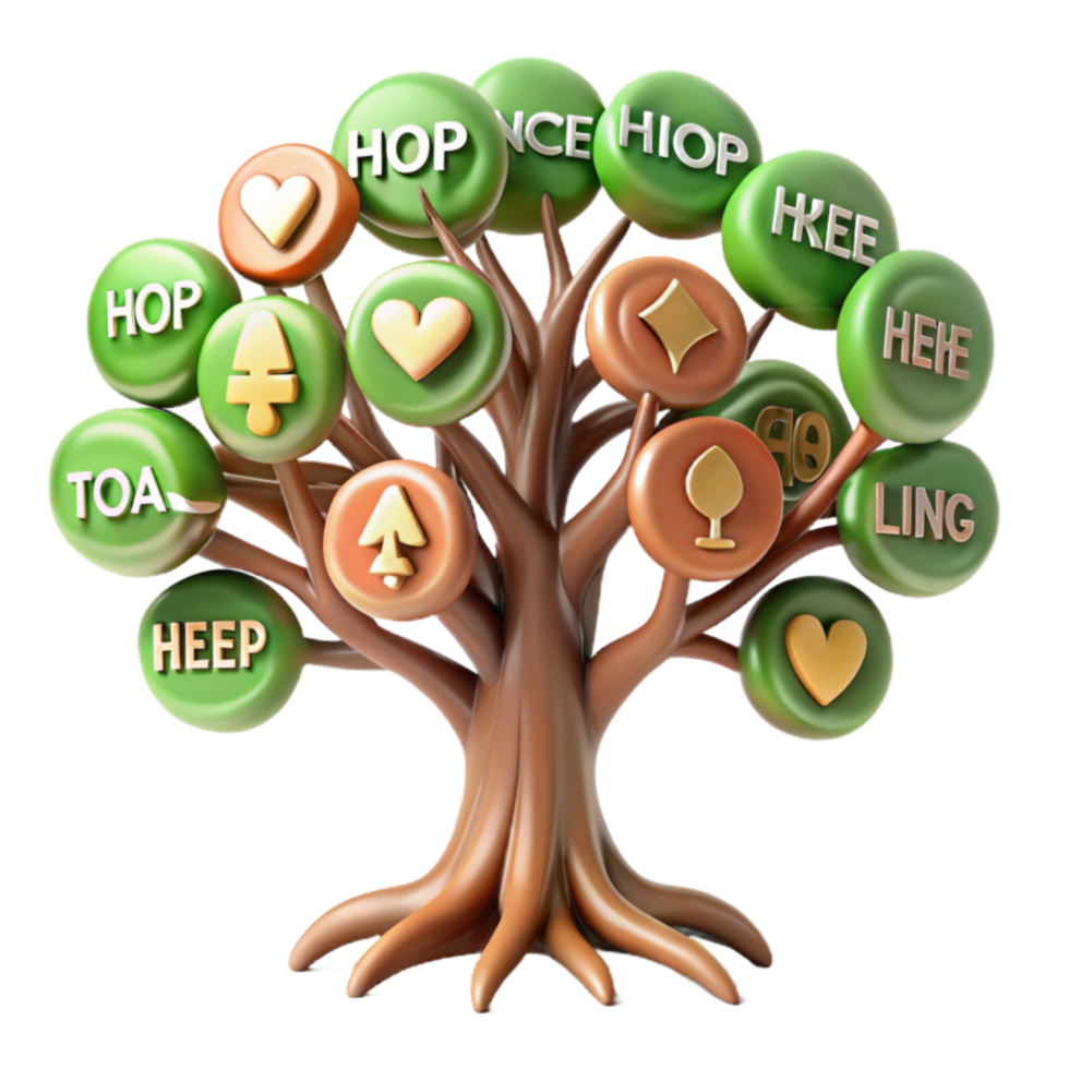 dramatic creative Abstract Symbol Tree Visual Representation of Concepts detailed png