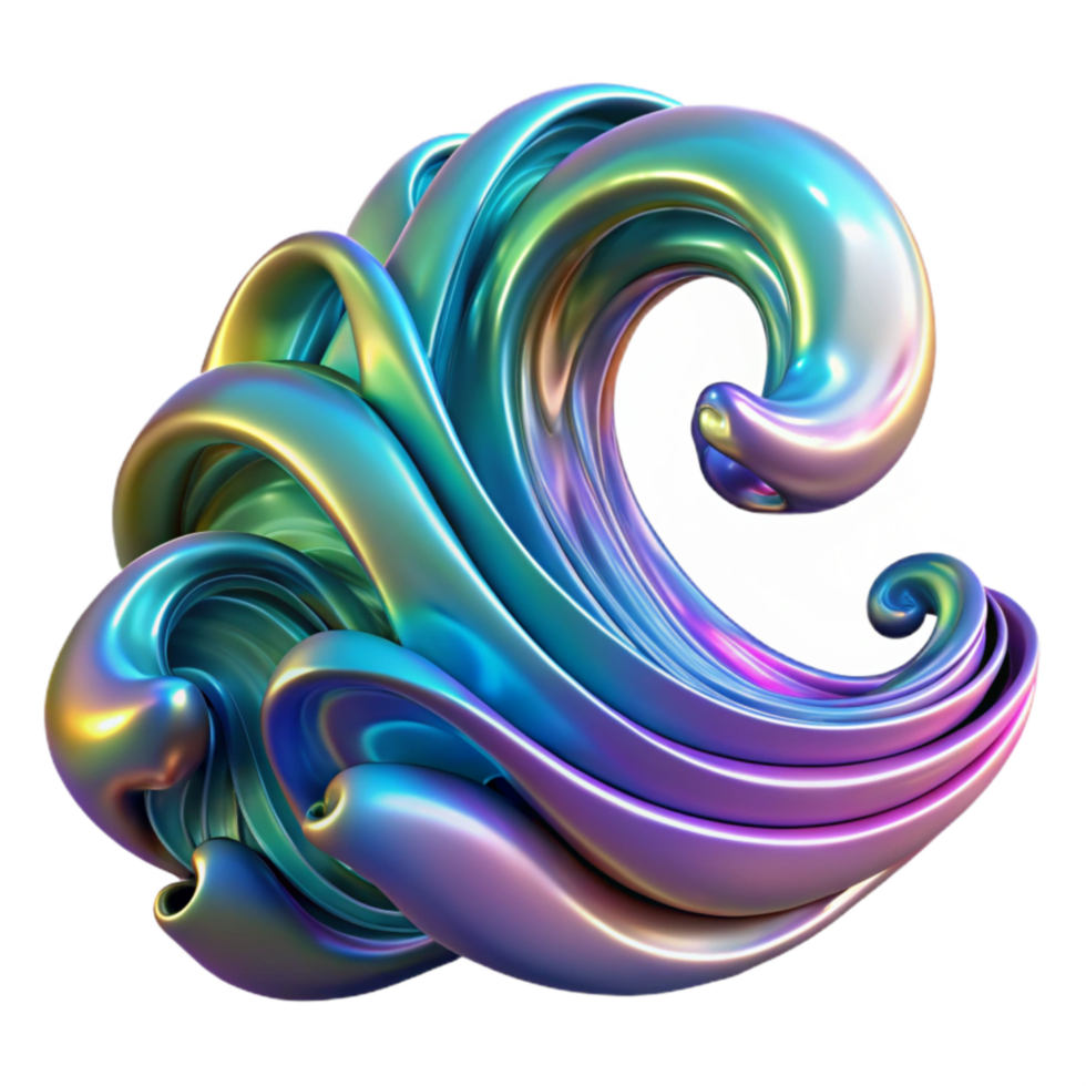 Abstract iridescent 3D wave form png