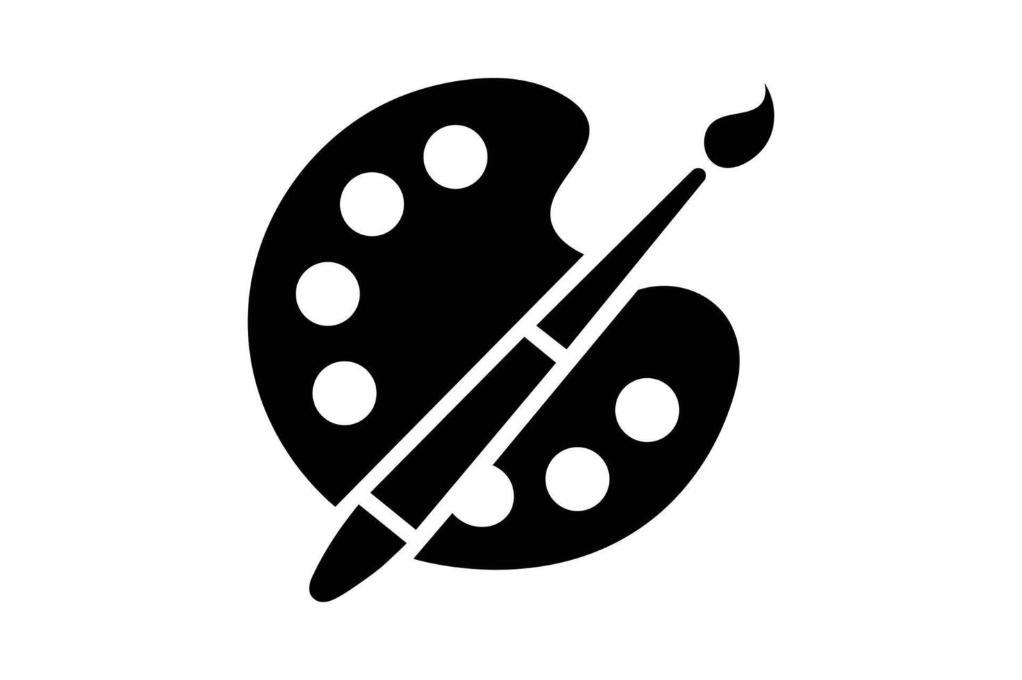 Elegant Paintbrush and Palette Icon for Aesthetic Designs, Paintbrush and palette symbol, Artistic tools icon, Digital art icon, Art equipment v vector