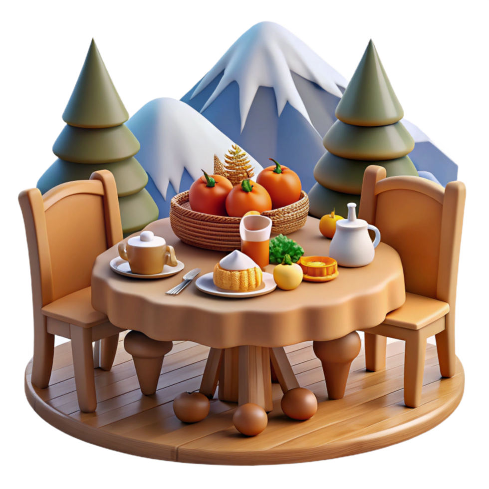 Autumn Mountaintop Table Setting A Harvest Feast png