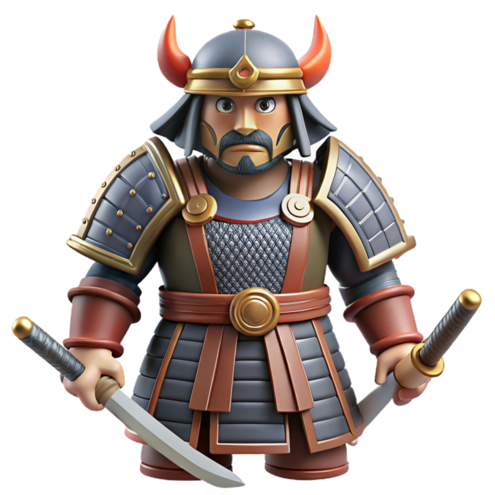 Stylized Samurai Warrior 3D Model png