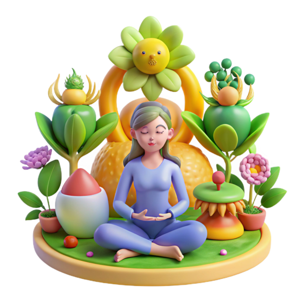 Mindfulness Meditation in a Vibrant Garden png