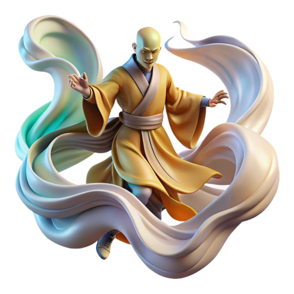 wonderful artistic Monk in Flowing Robes 3D Render of Spiritual Figure 4K png