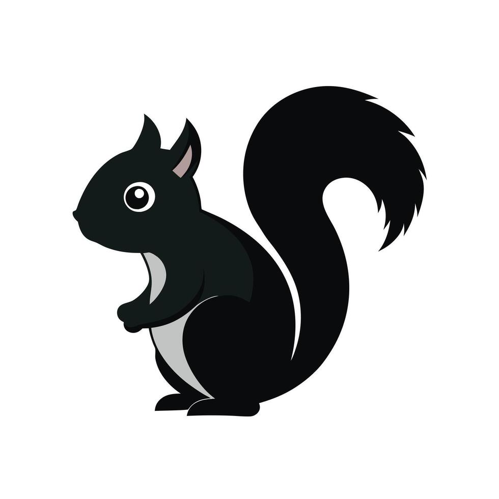 A stylized, black silhouette of a squirrel holding a nut, likely an acorn. vector