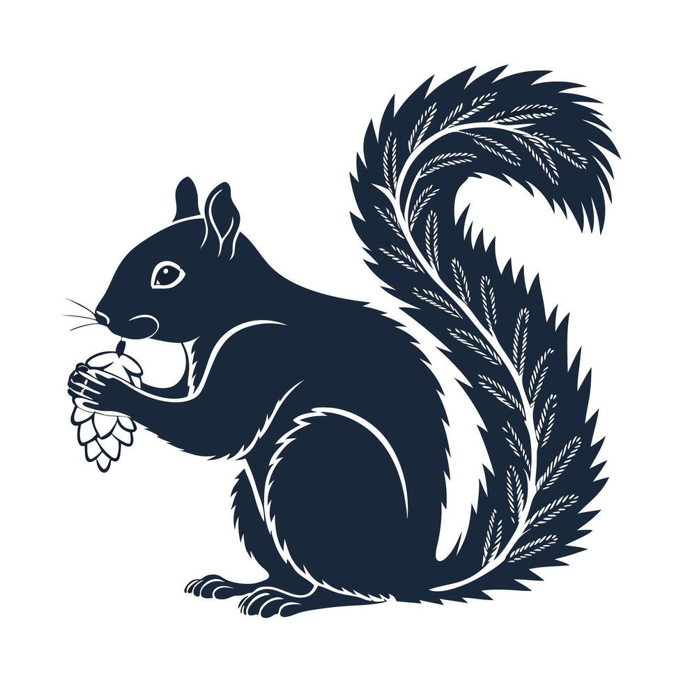 Cute Black Silhouette Squirrel Graphic Design vector