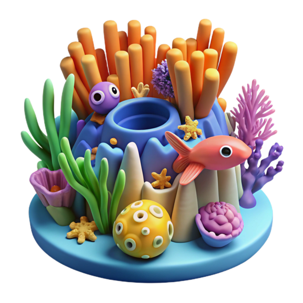 dramatic traditional Vibrant 3D Render of an Underwater Coral Reef authentic png