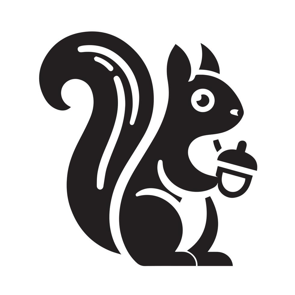 black silhouette of a squirrel against a plain white background. vector