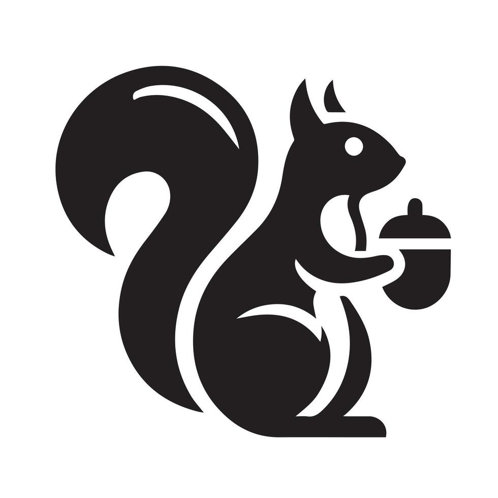 stylized silhouette of a squirrel is featured within a circular frame. vector