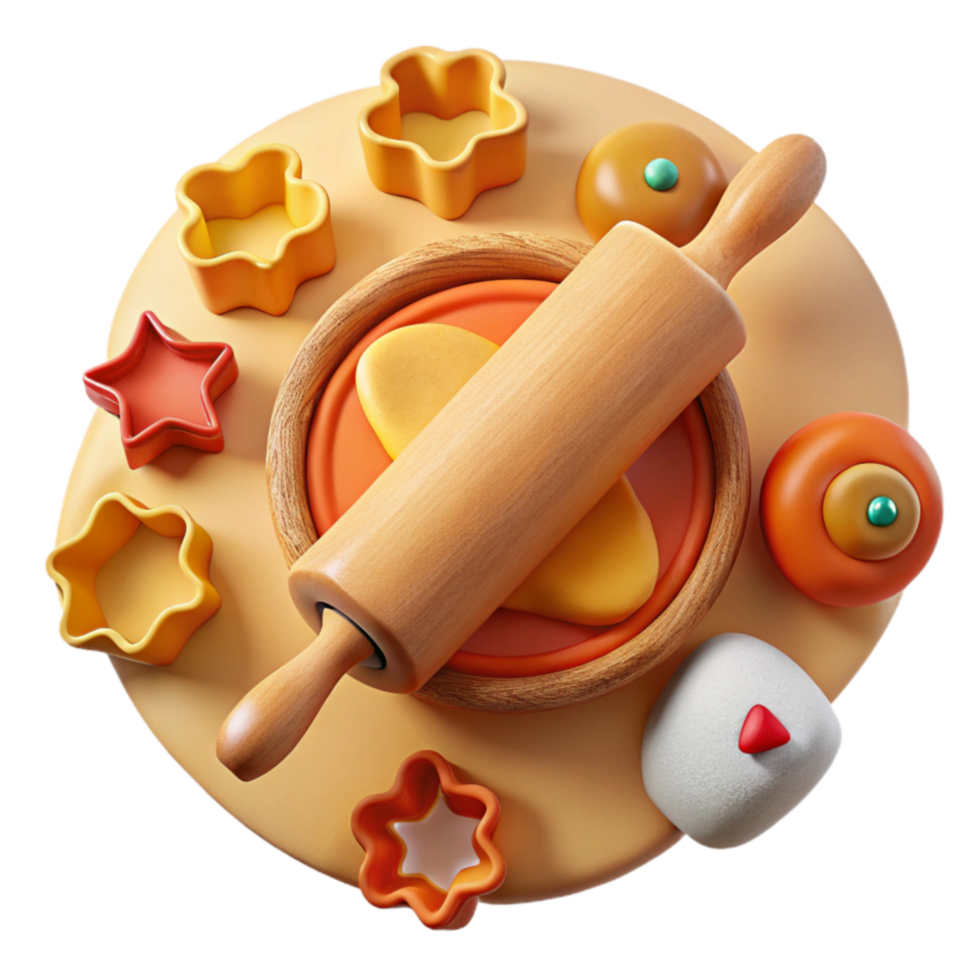 stunning creative Baking Fun Rolling Pin Cookie Cutters 4K png