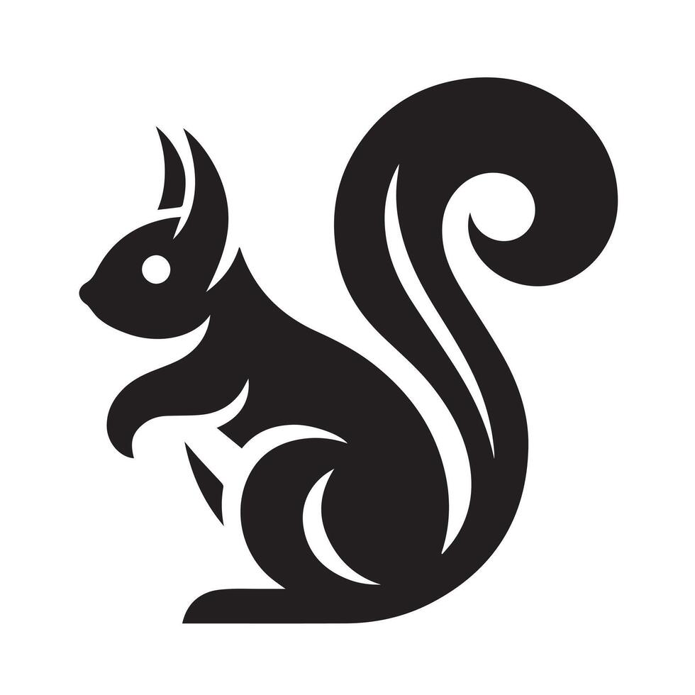 Silhouette of a Squirrel Holding an Acorn vector
