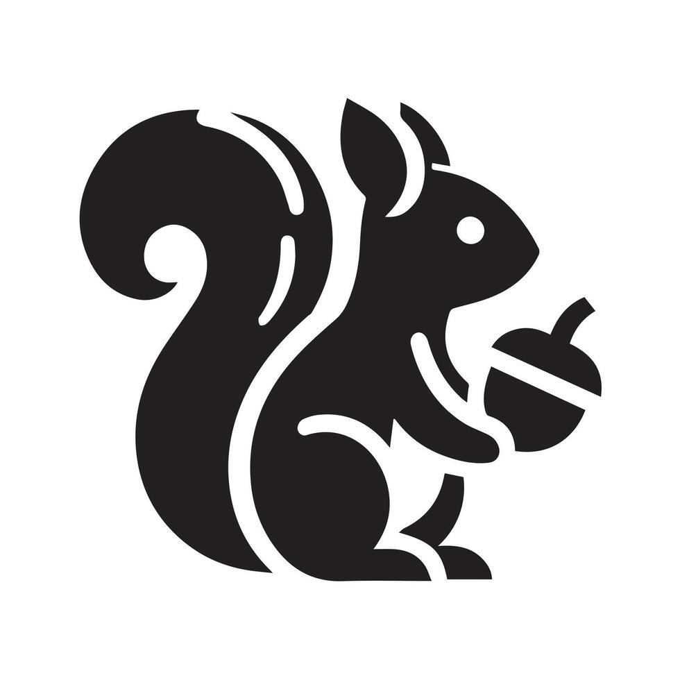 A simple, stylized, and elegant black silhouette of a squirrel. vector