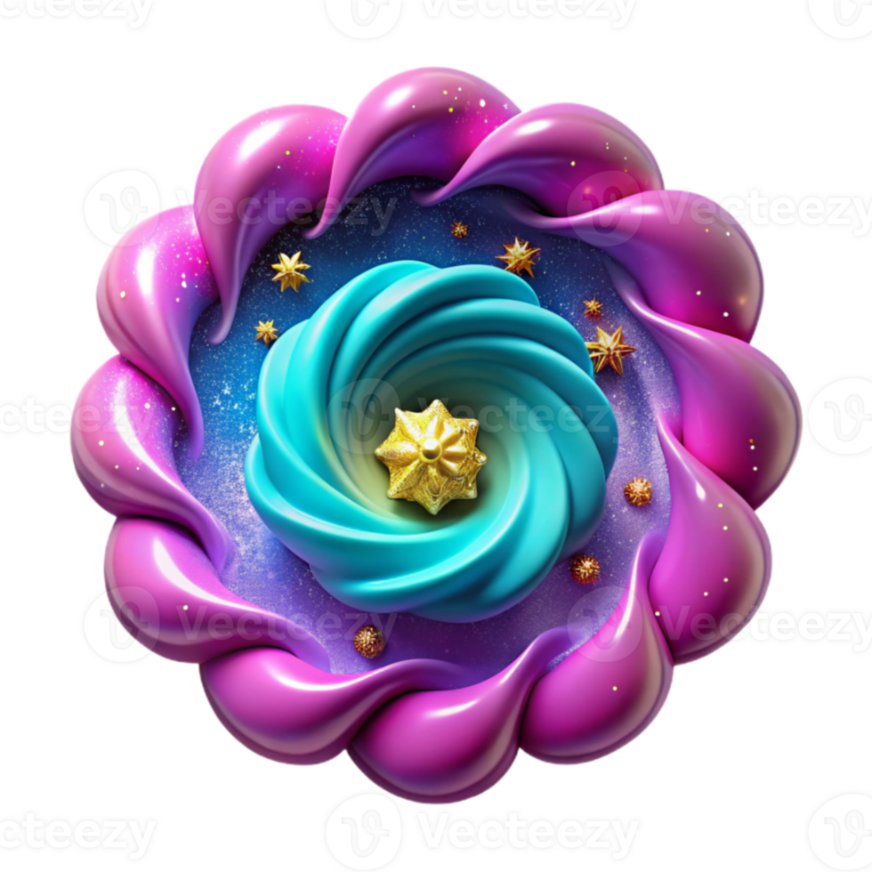 Cosmic Swirl 3D Render of Abstract Galaxy Dessert png