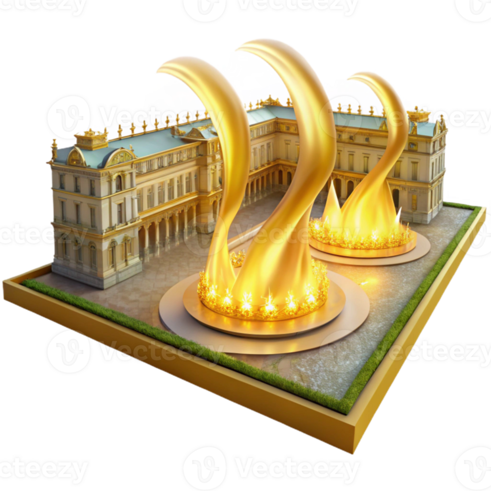 magnificent modern Golden Fountains Palace Architectural 3D Model exclusive png