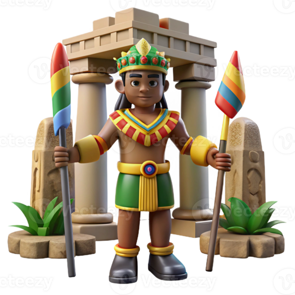 dramatic vintage Ancient King 3D Render Temple, Spears, and Crown original png