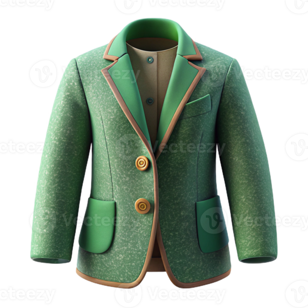 impressive modern Green Two-Button Blazer with Contrasting Trim original png