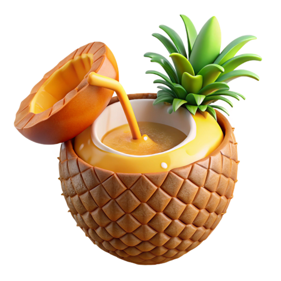 Pineapple Juice in a Pineapple Tropical Drink png