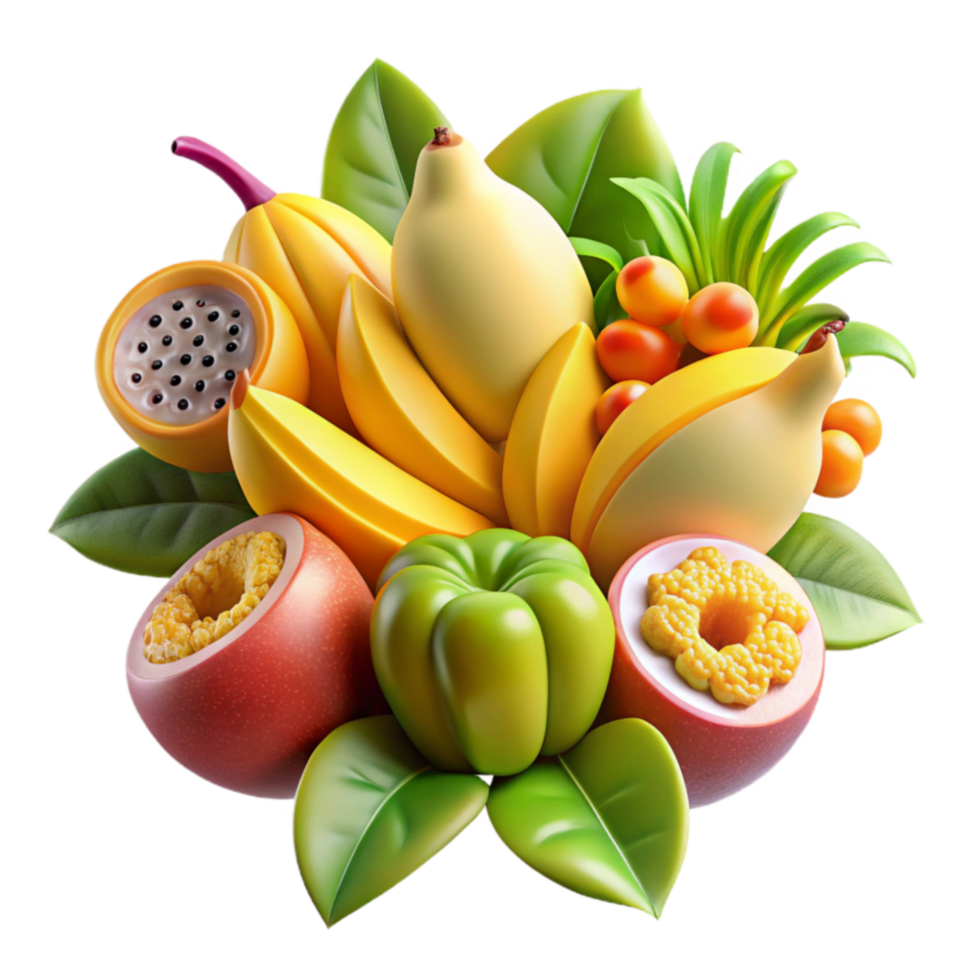 Tropical Fruit Abundance A Colorful Collection of Exotic Delights png