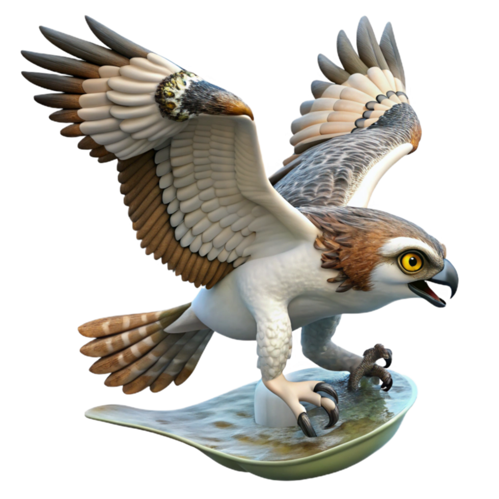 beautiful classic Osprey Bird 3D Model Detailed Wings, Feathered Flight 4K png