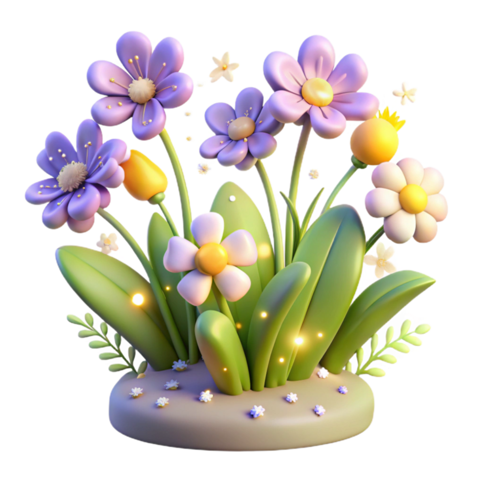 elegant classic Enchanted 3D Flower Garden Blooming Springtime Scene authentic png