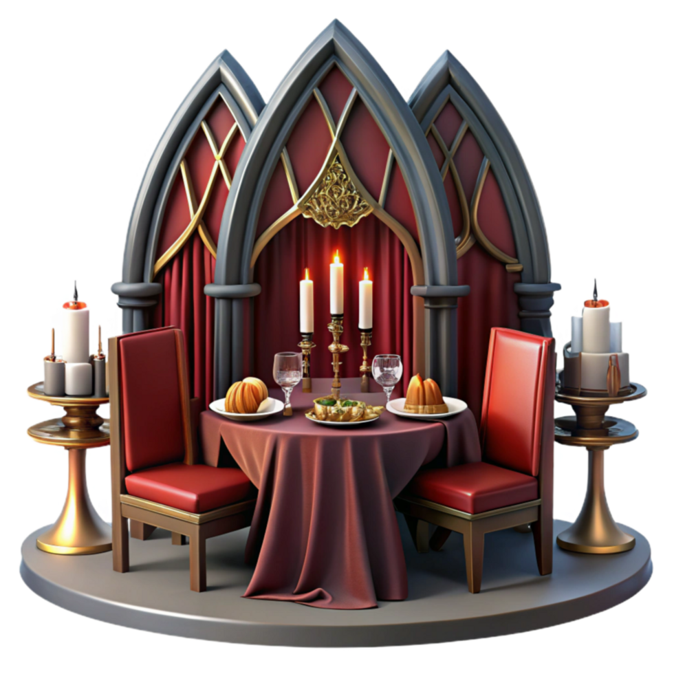 magnificent rustic Gothic Romantic Dinner Setting with Candles high resolution png