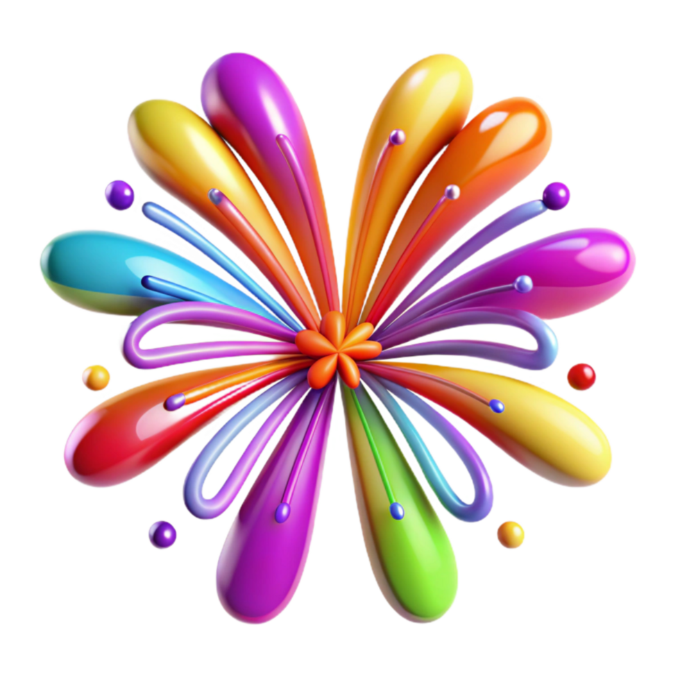 elegant rustic Vibrant Rainbow Flower 3D Render 4K png