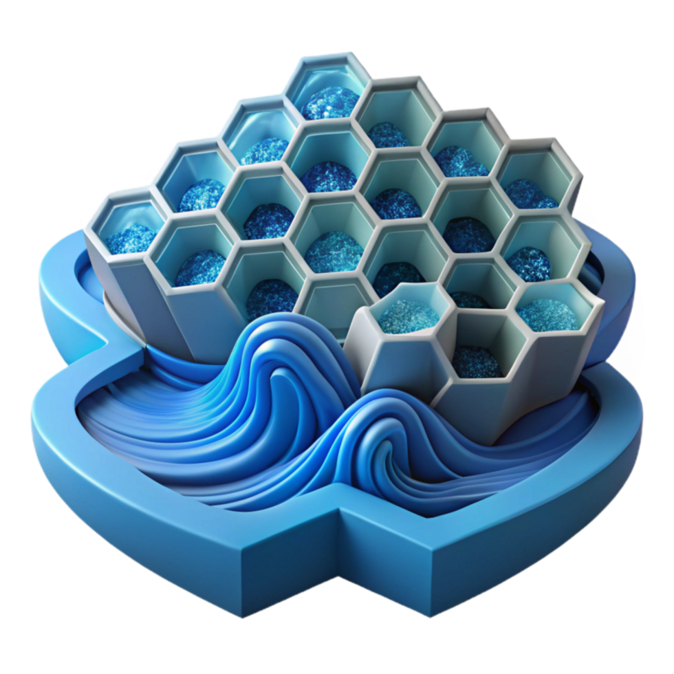 beautiful abstract Abstract Honeycomb Structure in Ocean Waves professional png