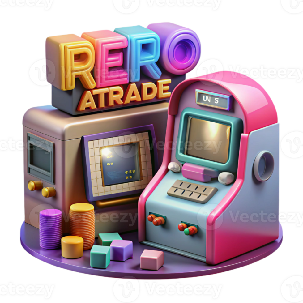 magnificent traditional Retro Arcade Game Tokens Machines detailed png