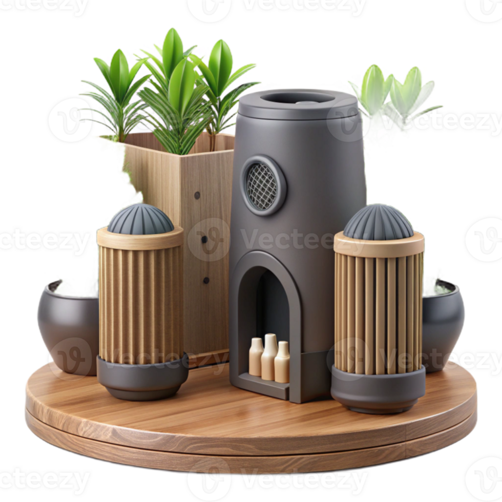 Modern Minimalist Home Decor with Planters Fireplace png
