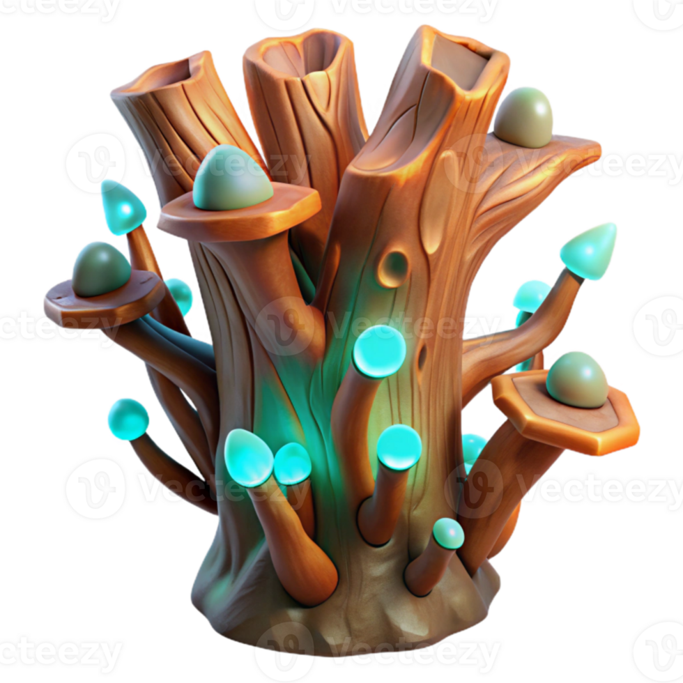 extraordinary creative Glowing Mushroom Tree Fantasy Forest 3D Model 4K png