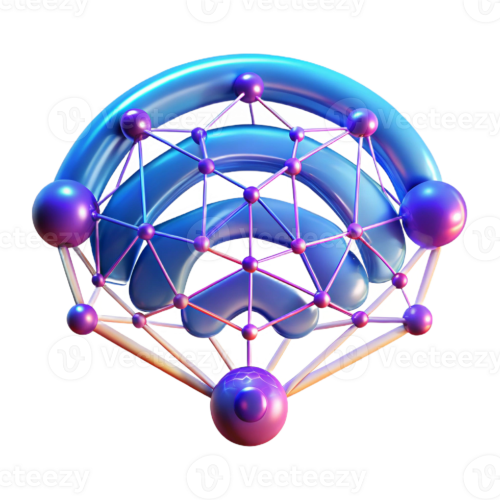 stunning contemporary Network Connectivity Abstract 3D Wireless Signal detailed png